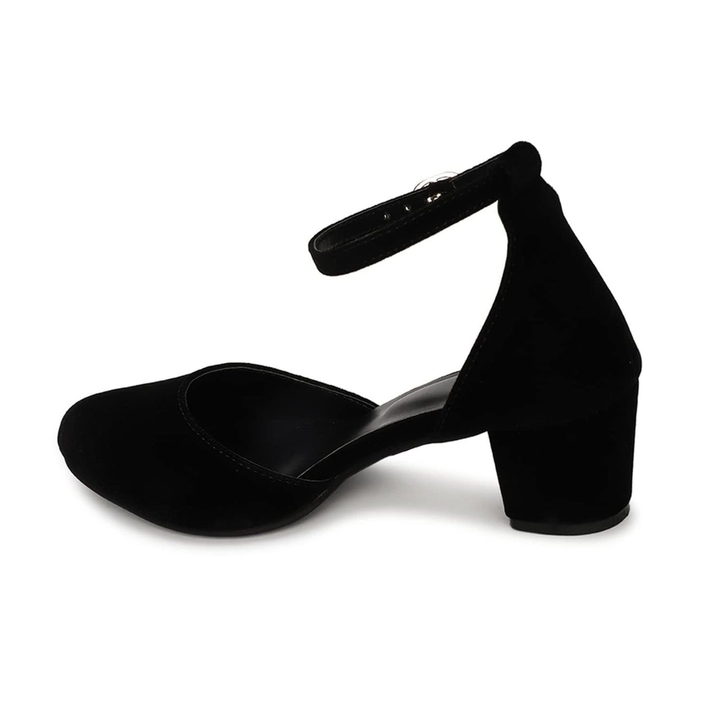 Marc Loire Women’s Pointed Toe Block Heel Fashion Sandals with Buckled Ankle Strap (Black, UK Footwear Size System, Adult, Women, Numeric, Medium, 5)