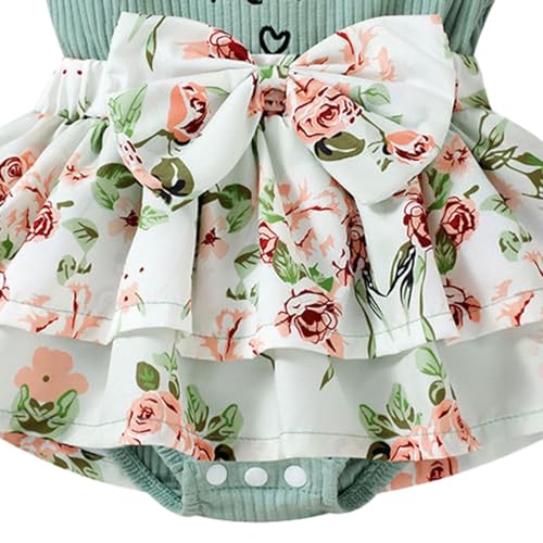 Hopscotch Polycotton Baby Girls Text Printed Clothing Set with Headband In Green Color For Ages (0-3 Months)