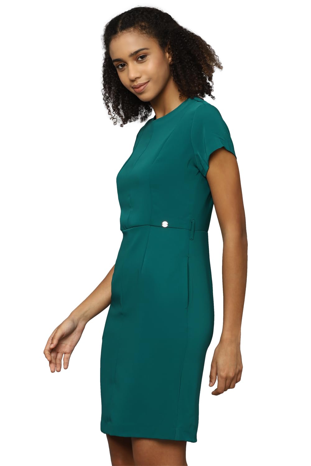 Allen Solly Women's Polyester Modern Mid-Thigh Length Dress (AHDRWRGF868103_Green