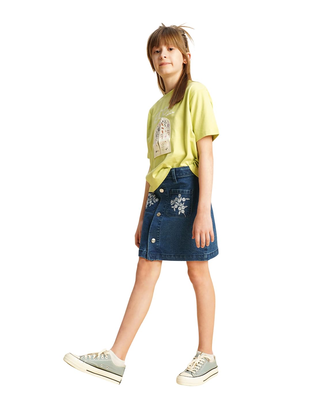 VERO MODA Girls Regular Fit Mid Rise Blue Skirt