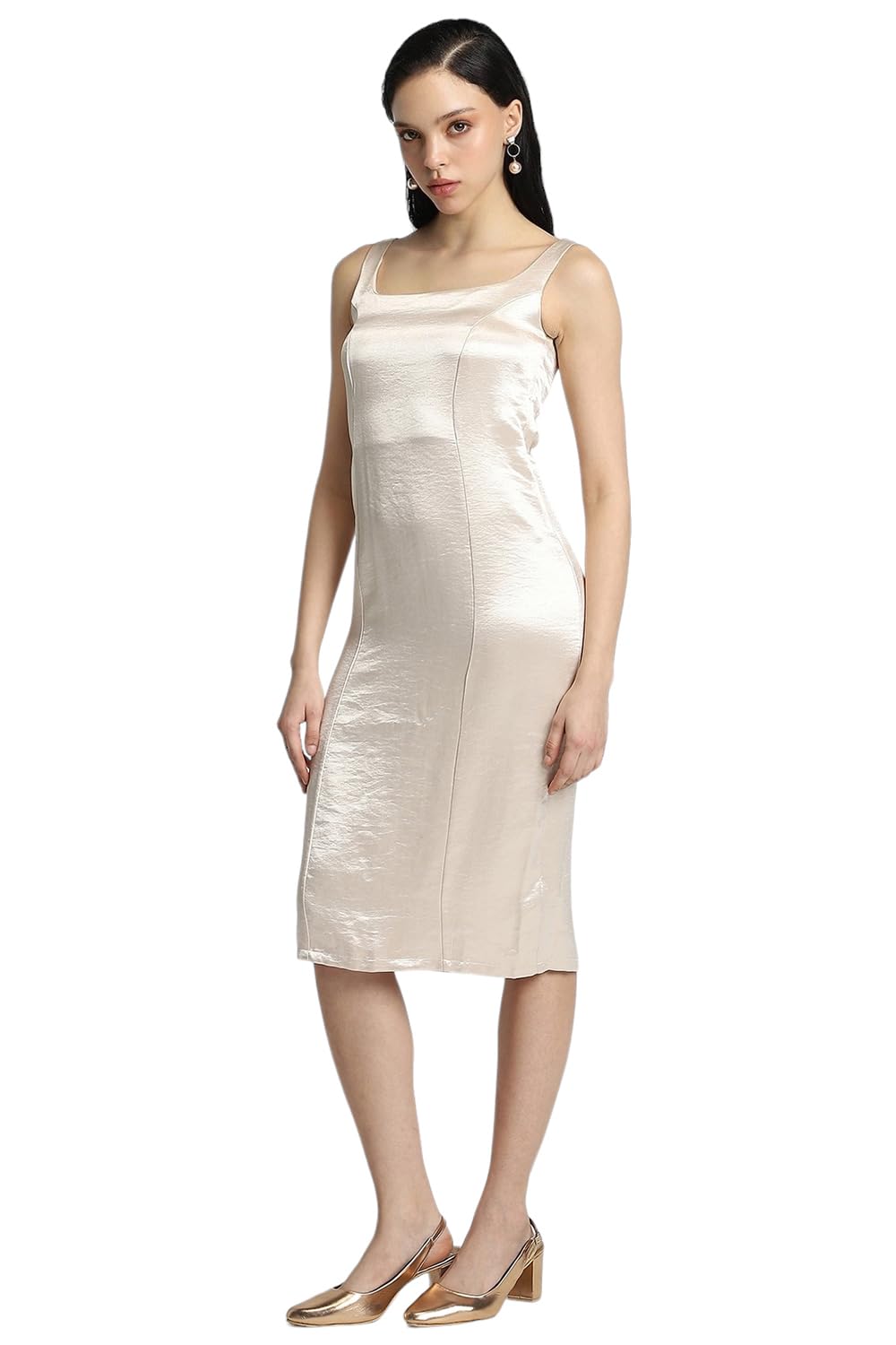 FOREVER 21 Women's Rayon Sheath Knee-Length Cocktail Dress (FWA23CDRF0085_Cream