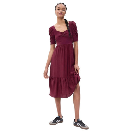 GAP Women's Rayon Classic Midi Casual Dress (442253334_Darkpurple_Dark Purple