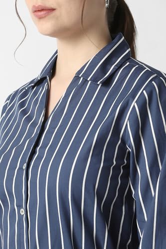 Women Navy Stripe Formal Dress