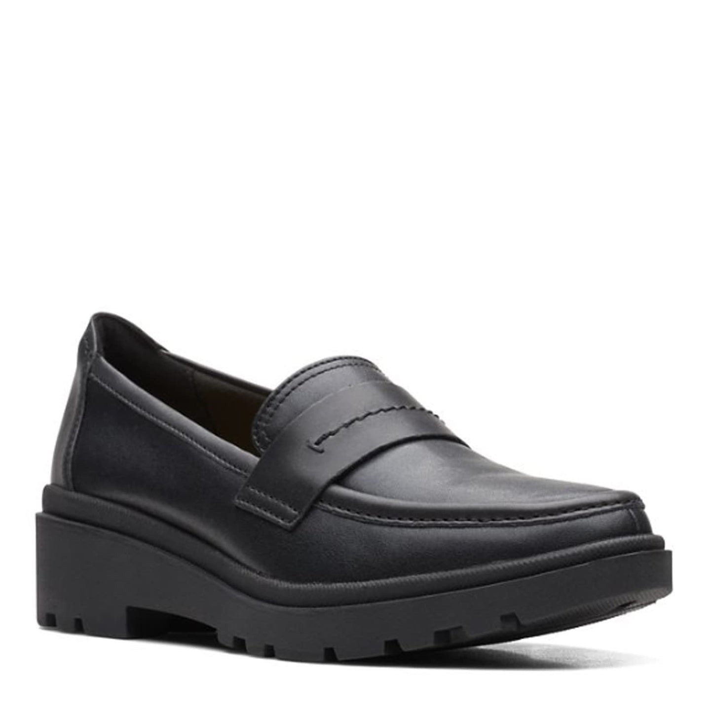 Clarks Women's Calla Ease Loafer Flat, Black Leather, 8.5 Wide