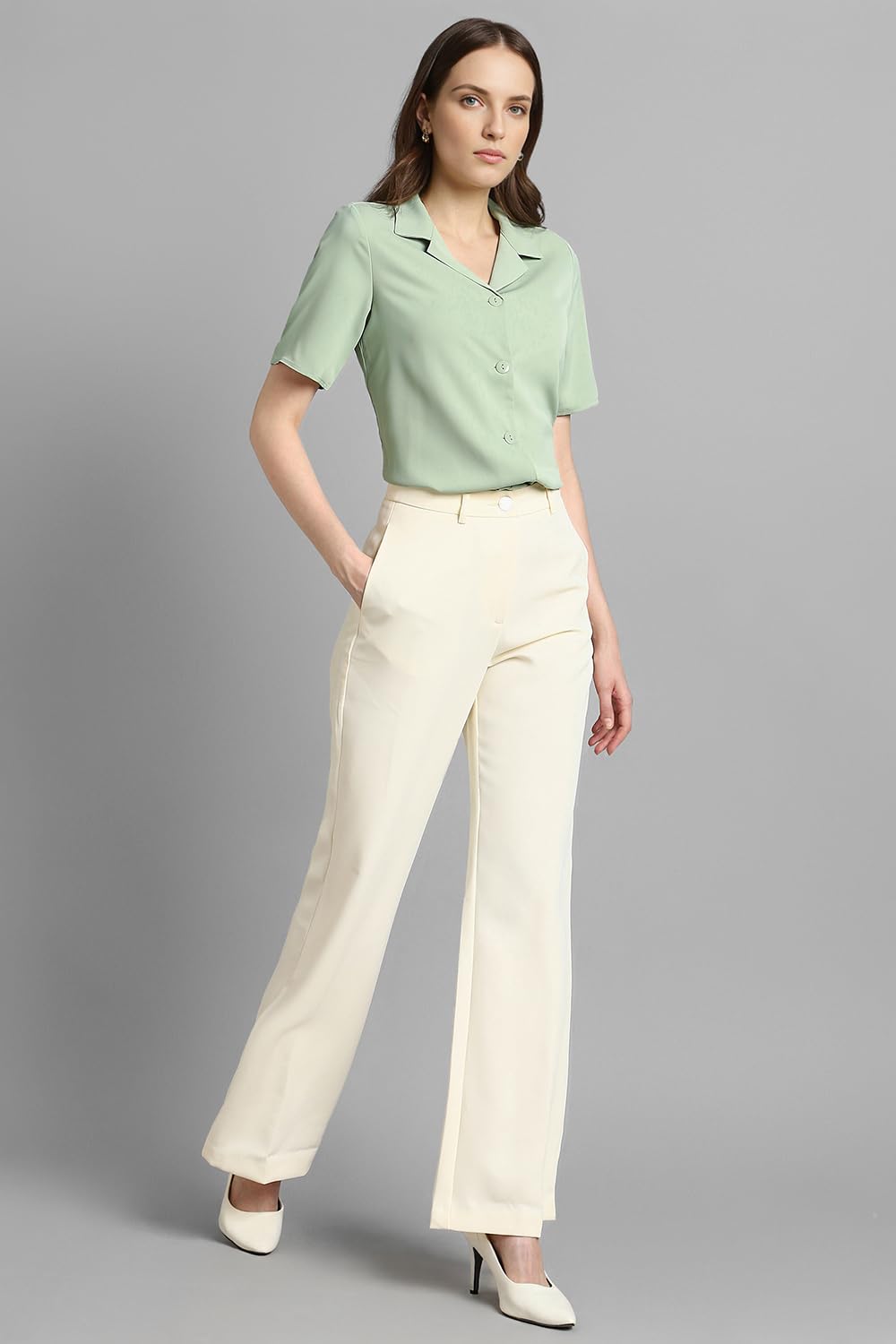 Van Heusen Women's Regular Fit Shirt (VWSHURGF739720_Grey