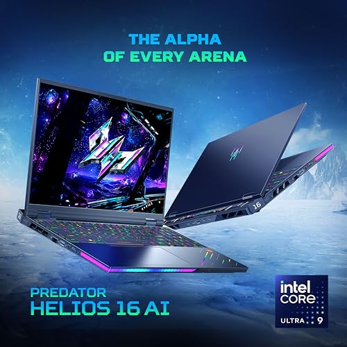 acer Predator Helios 16 AI, Intel Core Ultra 9 Processor,RTX 5090-24 GB GDDR7,32 GB/1 TB, WQXGA OLED, 16.0"/40.64 cm, 240Hz, Win 11 Home, Abyssal Black, 2.65 kg, PH16-73, RGB KB, Gaming Laptop