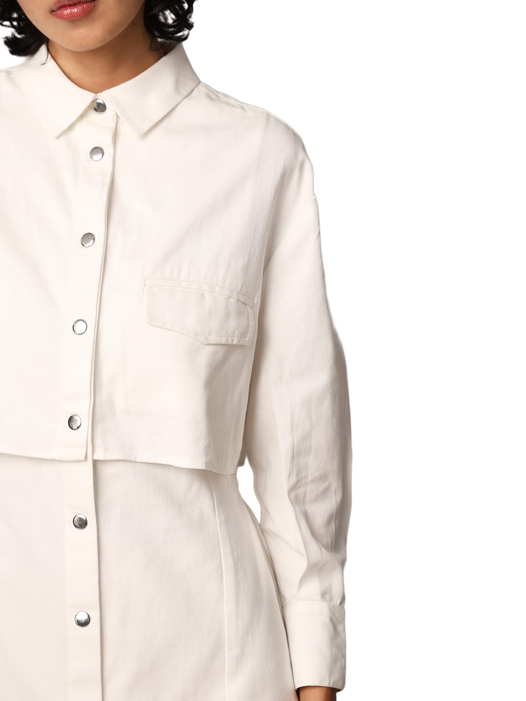 ONLY Women Solid Casual White Shirt Dress