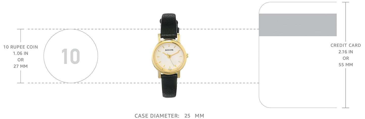 Sonata Quartz Analog White Dial Leather Strap Watch for Women-NS8976YL02W/NT8976YL02W