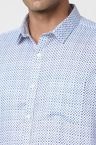 Van Heusen Men's Cotton Solid Slim Fit Casual Shirt_Blue_38