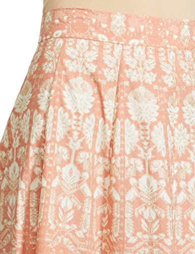 W for Woman Peach Printed Kalidar Skirt_20FEW50283-114284_S
