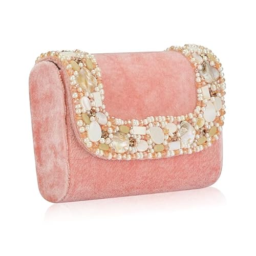 aiZ Bridal Accessories Clutch Purses for Women Handmade Wedding Evening Handbags Elegant Party Bridal Clutch for all occasions (Pink)