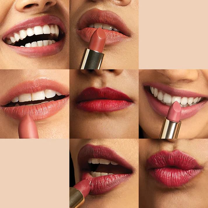 RAS Luxury Oils Lumiere Satin Matte Lipstick | 8-Hr long stay Creamy Matte, Non-Drying, Lightweight & Pigmented | Natural infusion of Argan & Avocado | Vegan, Cruelty-Free (Champagne Blush)