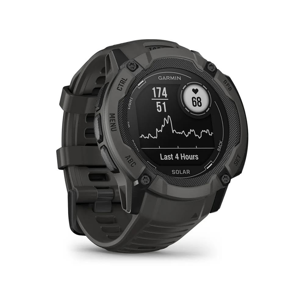 Garmin Instinct 2X Solar, Large Rugged GPS Smartwatch, Built-in Sports Apps and Health Monitoring, Solar Charging and Ultratough Design Features, Graphite