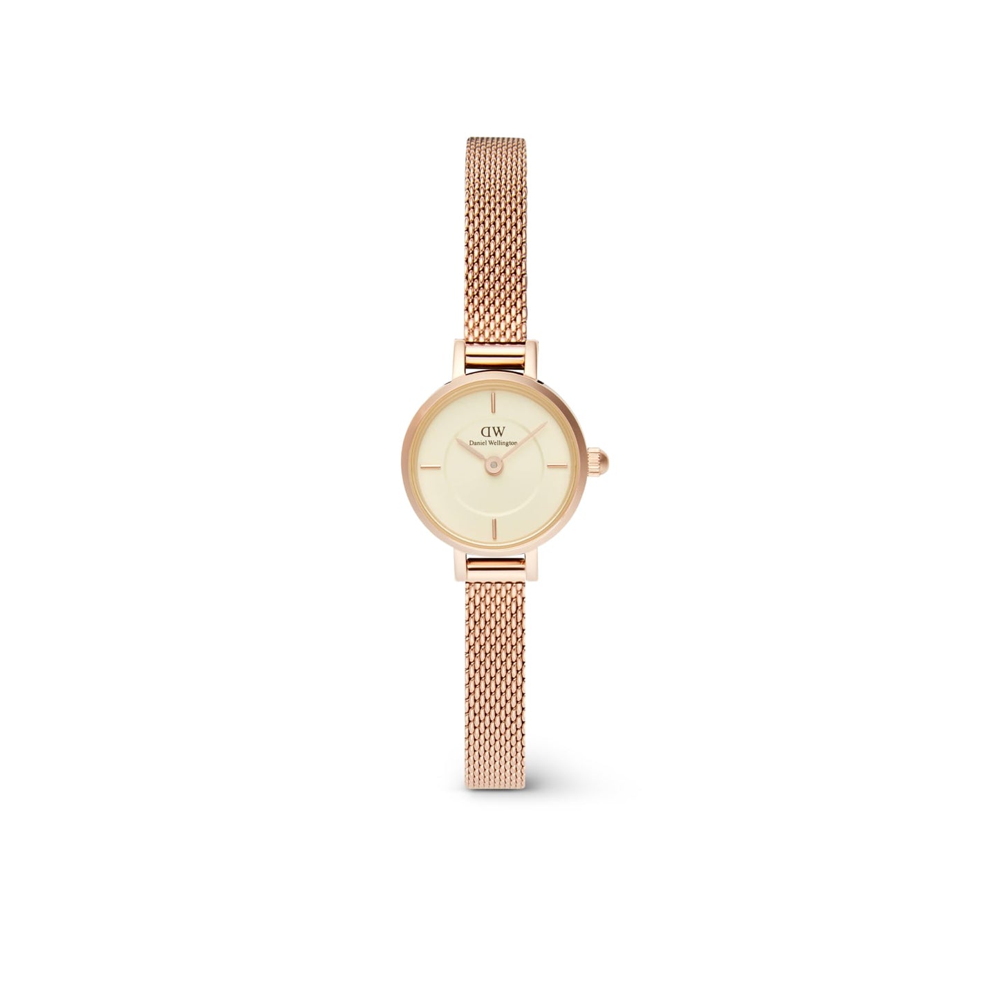 Daniel Wellington Petite Analog Watch for Women with Champagne Round Dial & Rose Gold Stainless Steel Bracelet Band Water Resistant Women's Wrist Watches - DW00100741K