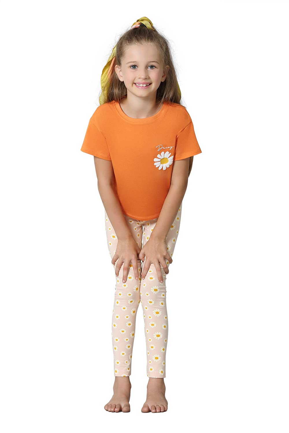 Van Heusen Girls Ultra Soft T-Shirt - Power Plus Cotton Relaxed Fit Spandex - Crew Neck, Short Sleeve_56401_Apricot Buff_7-8 Years, Orange