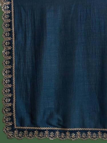 AVYUKTHA | Women Ethnic Motifs Embroidered Kurta with Trors & Dupatta | Traditional Thread Work Kurta Set for Festive & Daily | Navy | Size- 2XL