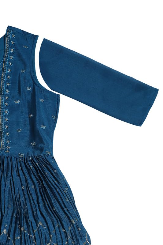 Soch Womens Teal Chinon Blend Embellished U Neck Gown with Sequins