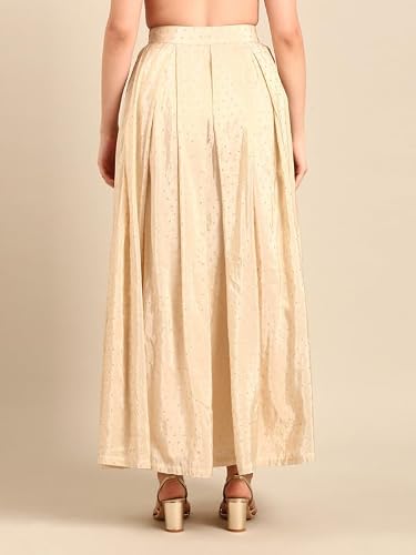 De Moza Women Skirt Woven Bottom Jacquard Polyester Offwhite