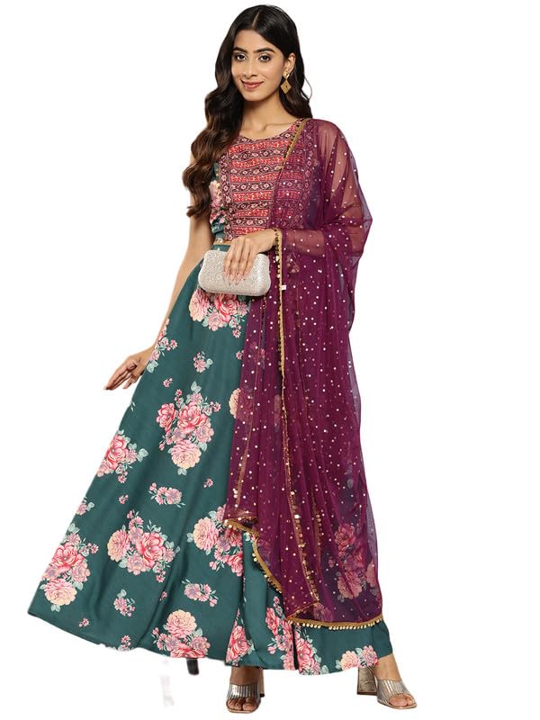 Ahalyaa Printed Sequinned Ready to Wear Lehenga & Blouse With Dupatta