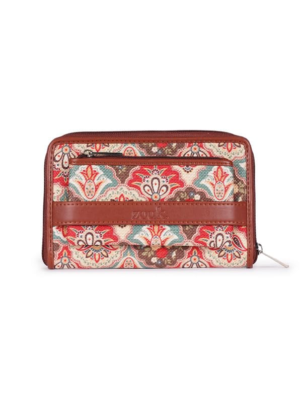 ZOUK Women's Handcrafted Vegan Classic Zipper Wallet - Mughal Art Multicolor