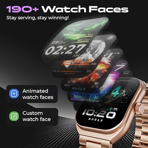 GOBOULT Trail Smartwatch 2.01" 3D Curved HD Display, BT Calling 5.3, 600 Nits Brightness, IP68, 190+ Watchfaces, 120+ Sports Modes, AI Voice Assistant, SpO2 Monitoring (Rose Gold)