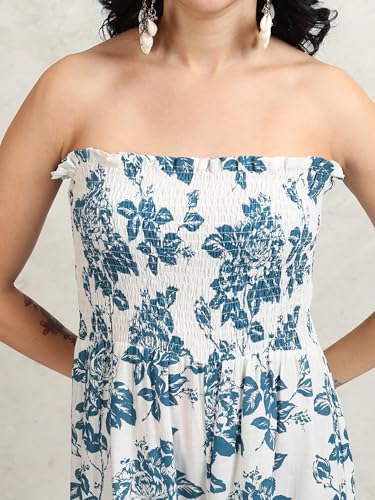 Vishudh Women SHOULDER STRAP Regular Fit Sleeveless VPJS000003 WHITE/TEAL BLUE 2XL