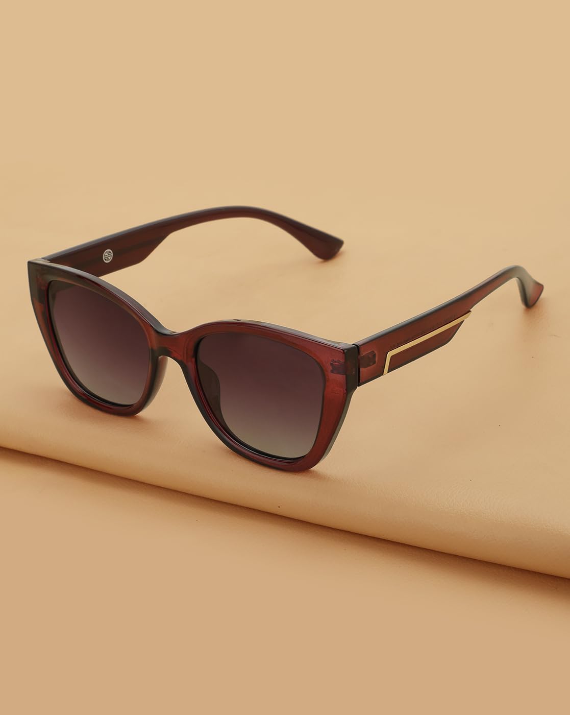 Red with Gold Toned and Polarised Lens Cat Eye Sunglass for women