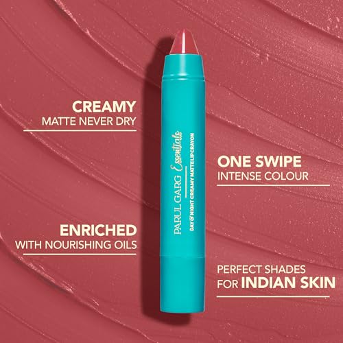 Parul Garg Beauty Creamy Matte Lip Crayon | Soft Matte & Hydrating Formula with Almond Oil & Vitamin E | Rich Pigment & Comfortable Wear | 100% Vegan (Influencer)