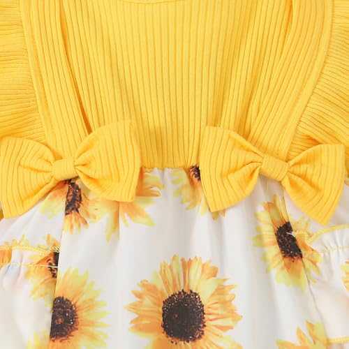Hopscotch Baby Girls Floral Print Short Sleeves Yellow Bodysuits For Ages (3-6 Months)