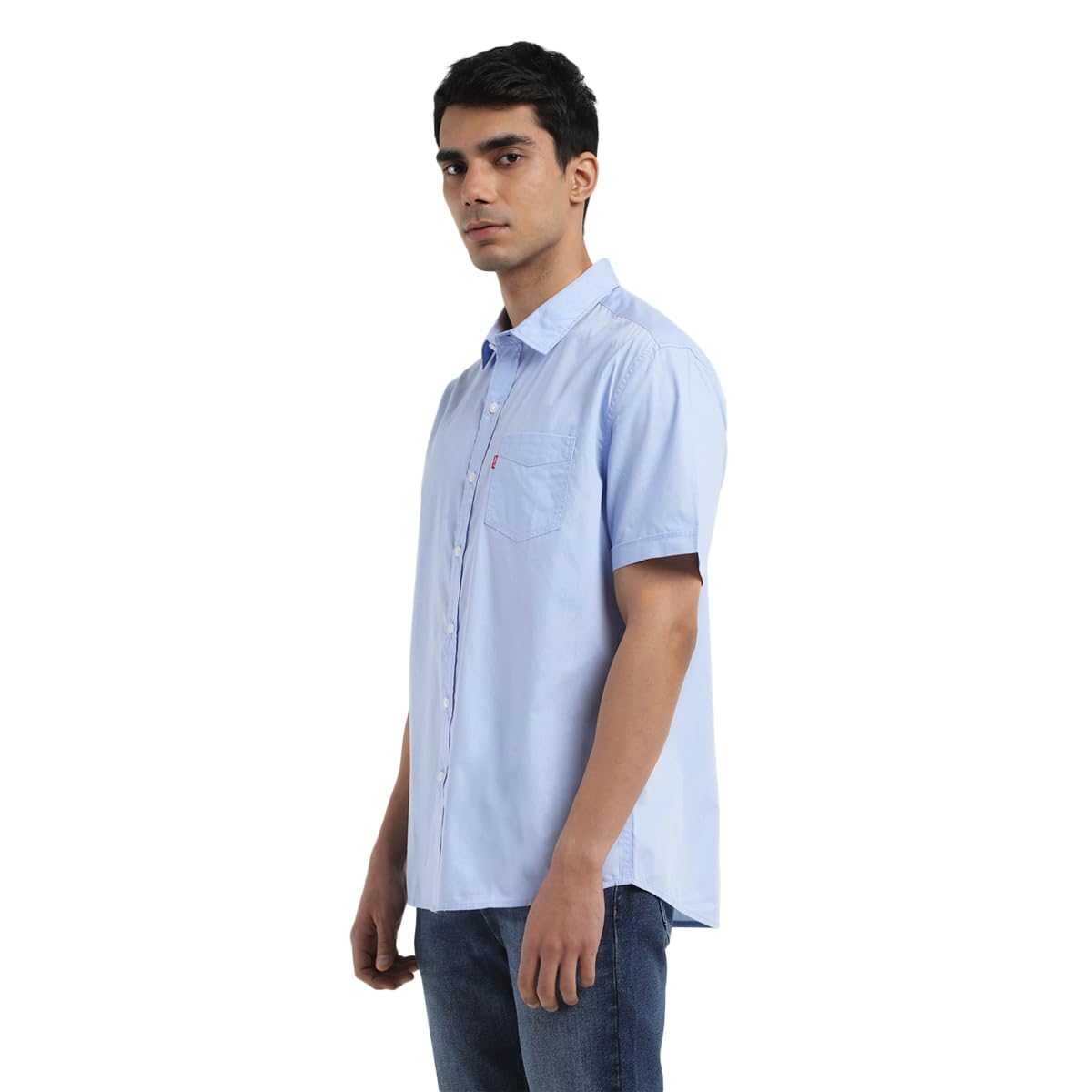 Levi's Men's Spread Collar Slim Fit Solid Shirts Blue