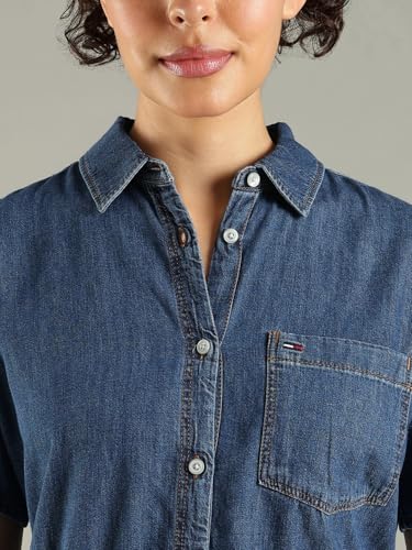 Cotton Spread Collar Shirt Dress