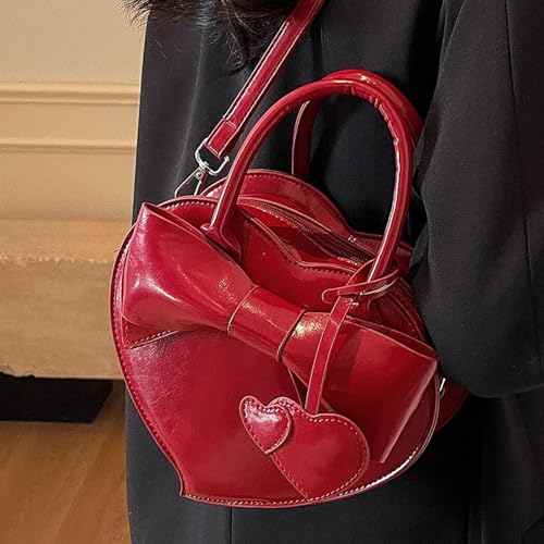 LOOM TREE® Women Handbag Clutch Decor Funny Heart Shaped Purse For Summer Dating Travel Red | Womens Handbags & Bags