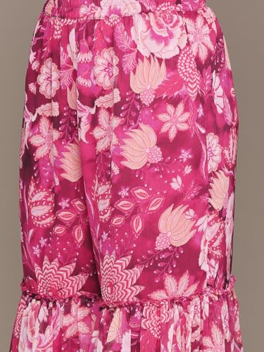 Aarke Ritu Kumar Magenta Embroidered Kurta With Sharara And Dupatta