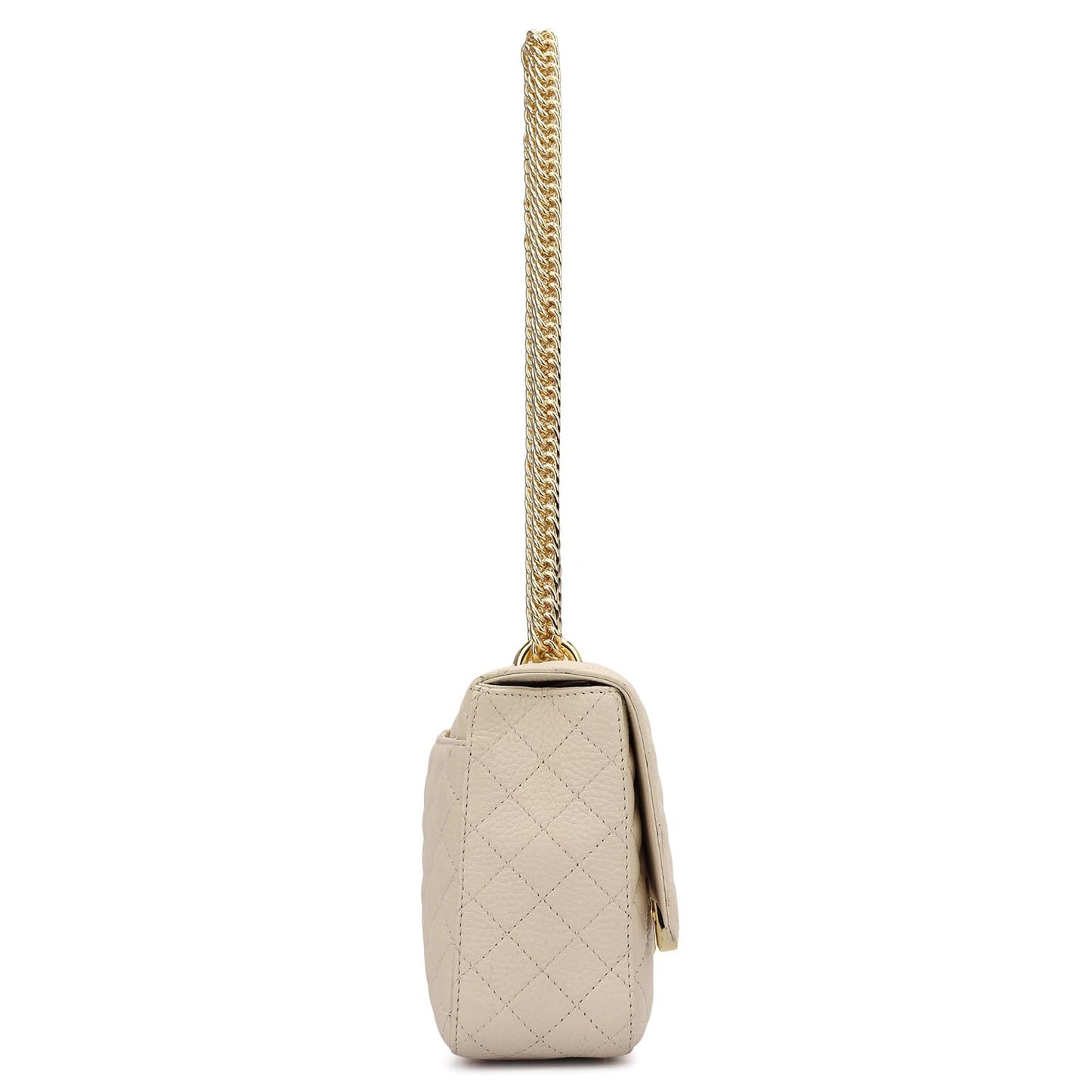 Da Milano Leather Shoulder Bag for Women - White (Small)