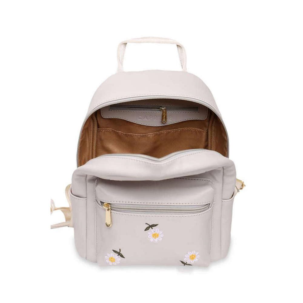 Caprese Zipper Kyle Faux Leather Women's Casual Wear Backpack (Grey, Small)