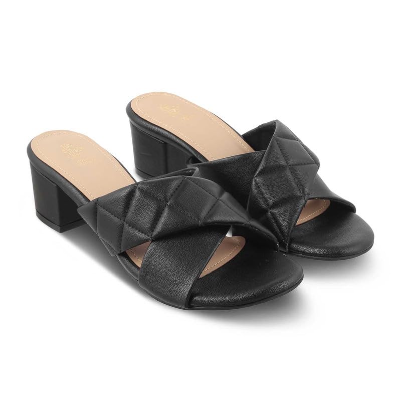 tresmode Romi Black Women's Dress Block Heel Sandals Elevate Your Chic Style Effortlessly!|| Size (EU-36/UK-3/US-5)