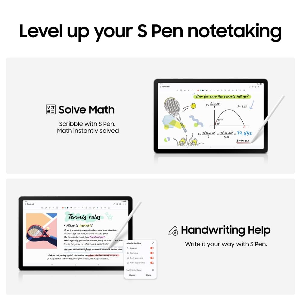 Samsung Galaxy Tab S10 Lite with AI, S Pen in-Box, 27.7 cm (10.9 inch) TFT LCD Display, 8 GB RAM, 256 GB Storage, Wi-Fi + 5G Tablet, Gray