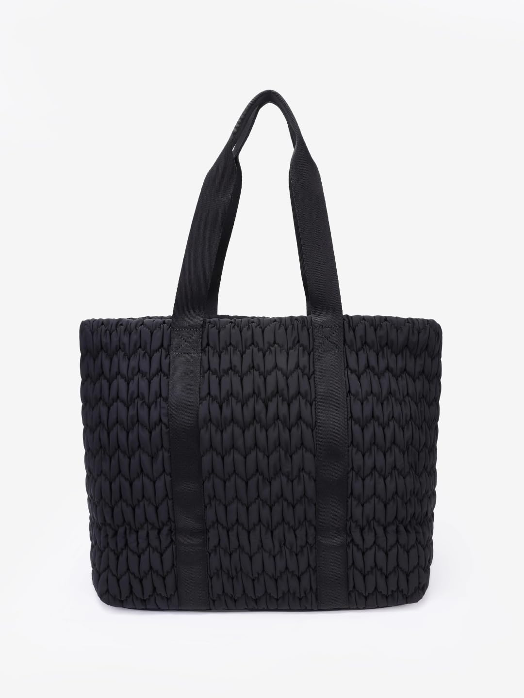 Tommy Hilfiger Quilted Black Polyester Tote Bag