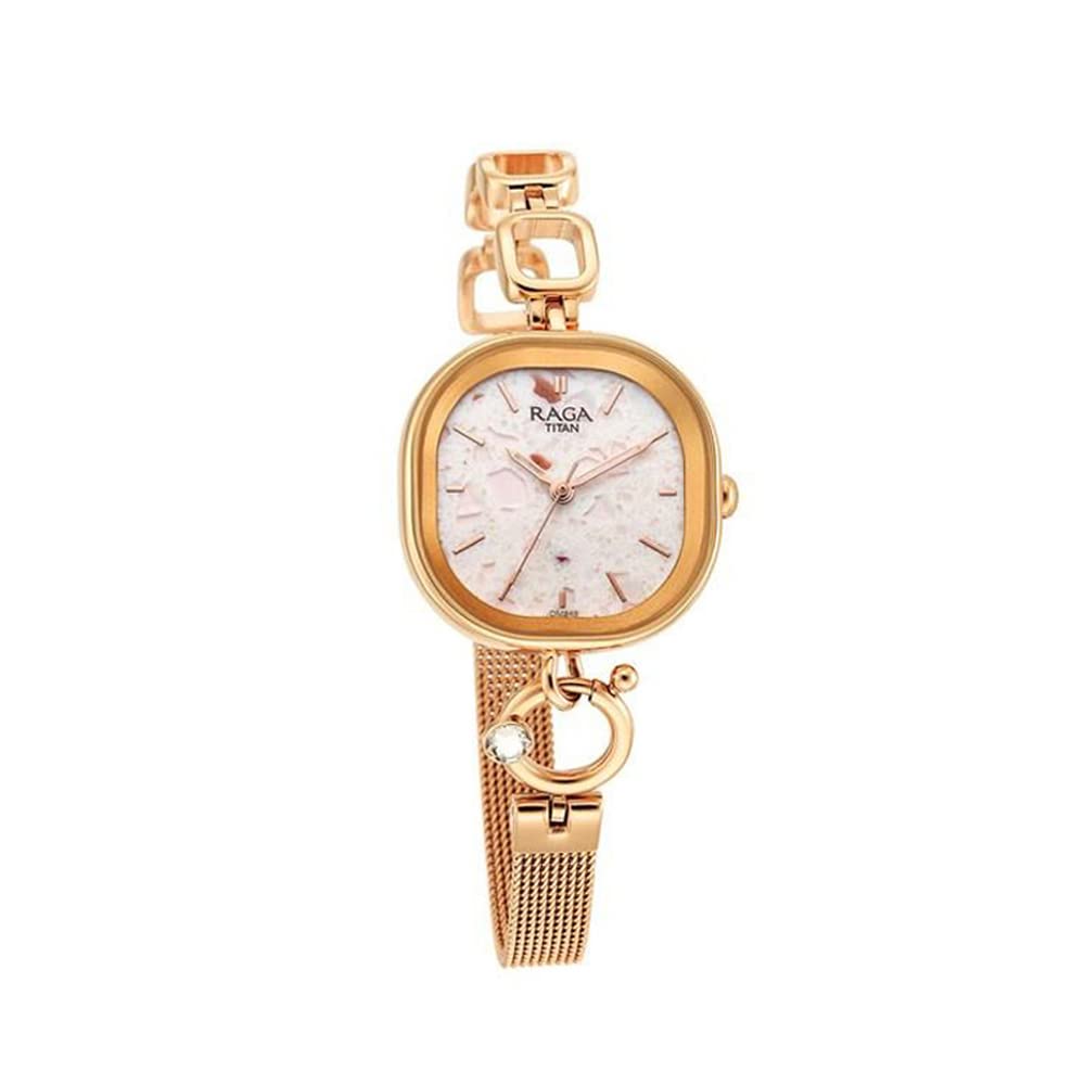 Titan Raga Delight Quartz Analog Rose Gold Dial Multicolour Stainless Steel Strap Watch for Women - NT95153KM01