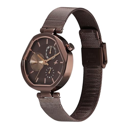 Fastrack TIK Tok 5.0 Quartz Brown Shaped Dial Women's Watch | Stainless Steel Strap Material | Watches for Women Analog - 6319QM01