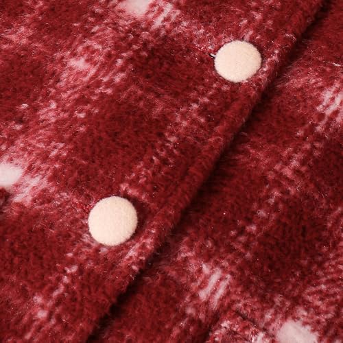 Hopscotch Girls Full Sleeves Red Plaid Peter Pan Long Coat For Ages (18-24 Months)