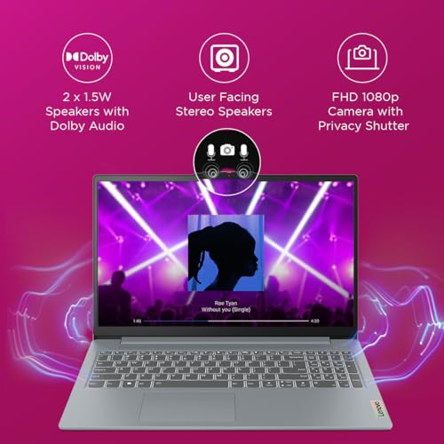 Lenovo IdeaPad Slim 3, Intel Core i3 13th Gen 1315U, 8GB RAM, 512GB SSD, FHD 15.6"(39.6cm), Windows 11, Office 2024, Grey, 1.6Kg, 82X700G5IN, Alexa Built-in, 1Yr ADP Free, 3 Month Game Pass Laptop