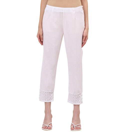 Rangriti Women's Slim Pants (ASSORTED1791WHT_Pearl White