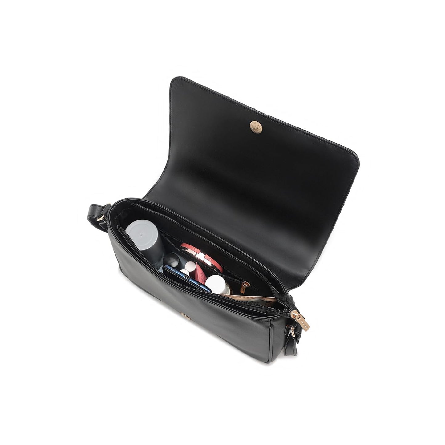 Fastrack Quilted College Messenger Bag For Girls | Made Up Of Premium Faux Leather,black