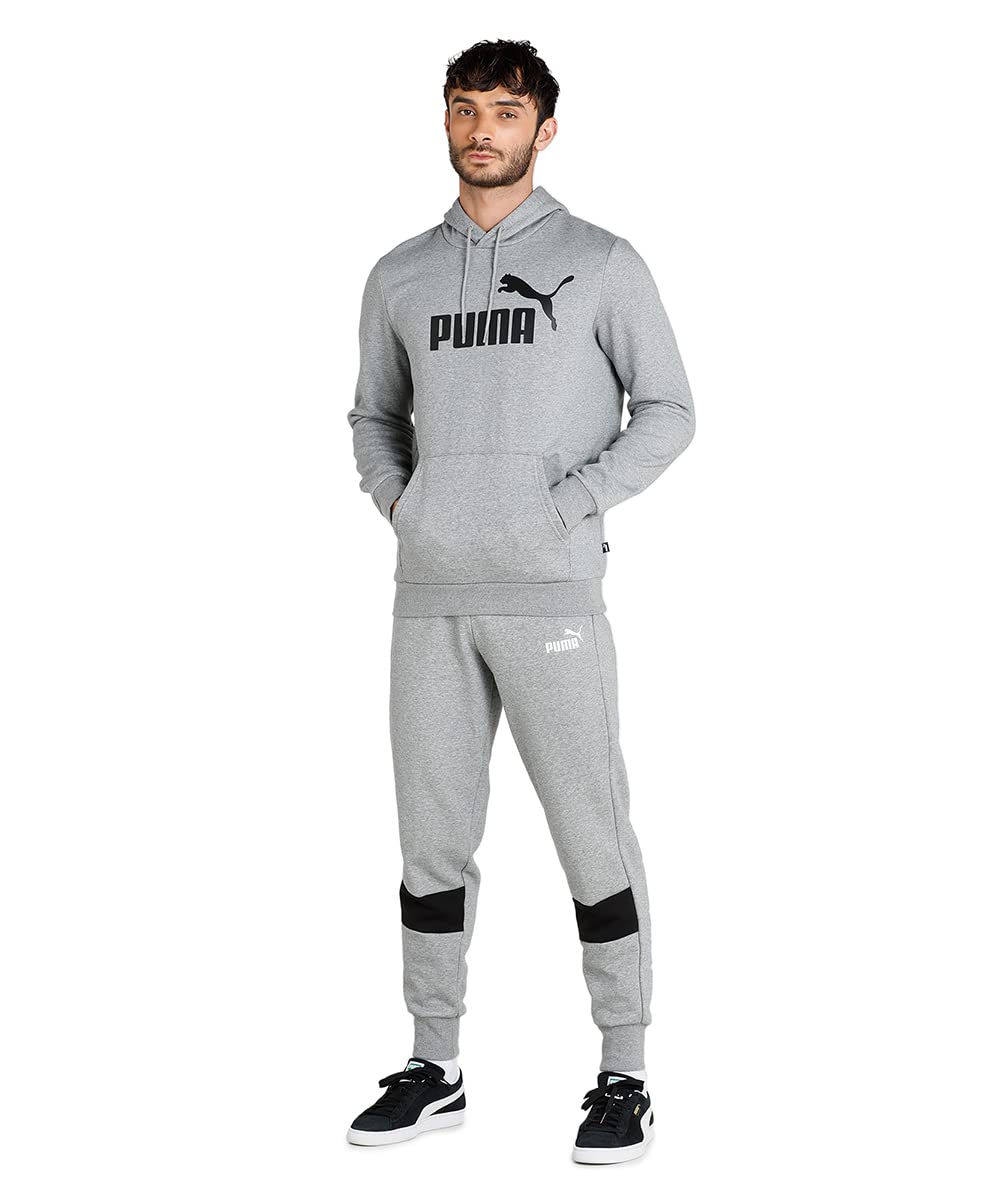 Puma Men's Cotton Hooded and Crew Neck Regular Fit Hoodie(58668603_Grey_XL)