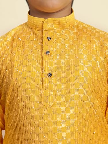 Pro-Ethic Style Developer Boys Cotton Kurta Pajama For Kid's Ethnic Wear | Cotton Kurta Pajama for Baby Boys (S-272), 13-14 years, Yellow