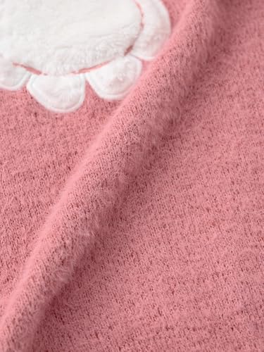 The Souled Store Disney: Fuzzy Baymax Women and Girls Full Sleeves Round Neck Light Pink Graphic Printed Acrylic Nylon Oversized Fit Fuzzy Casual Winter Pullover Sweater