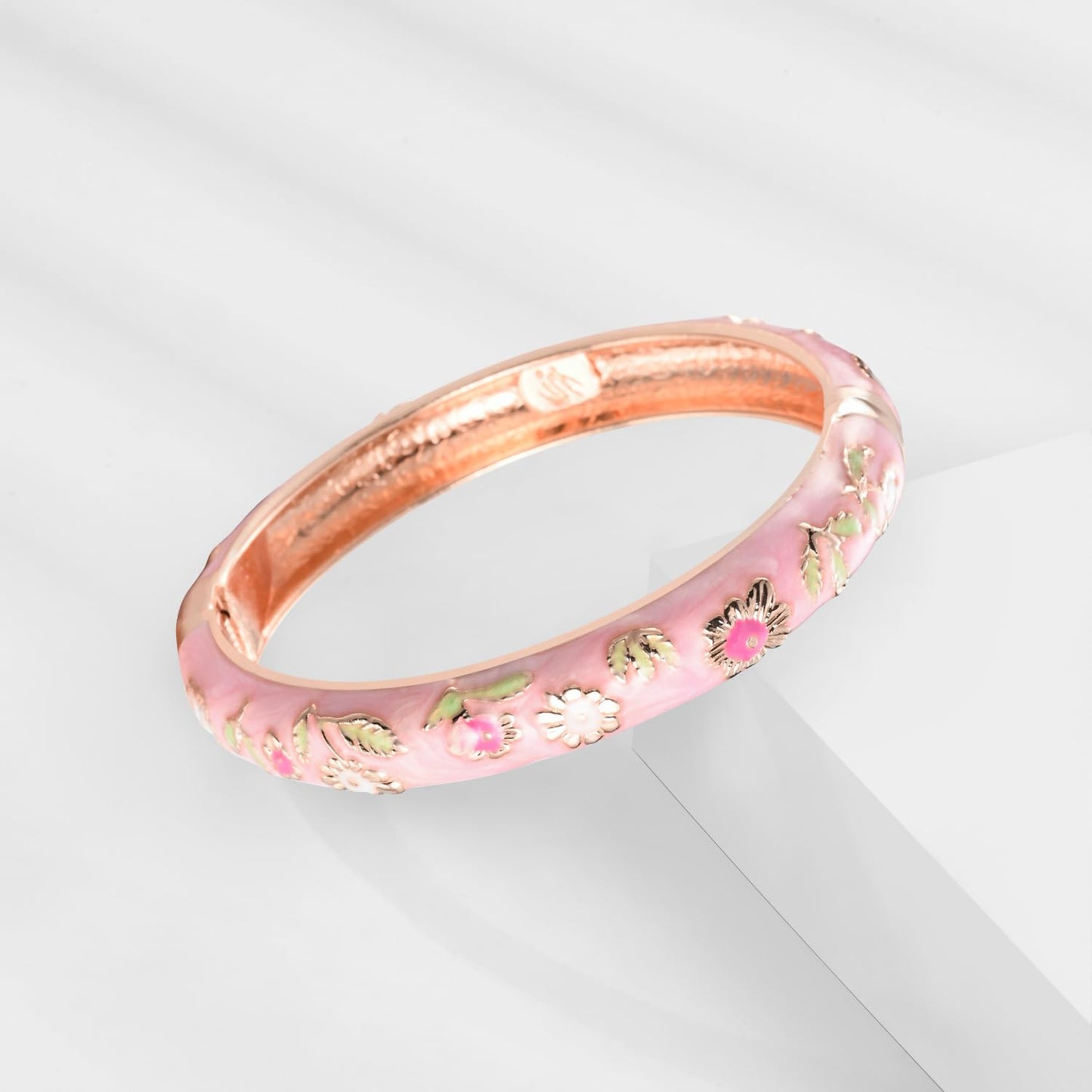 UJOY Enamel Pink Bracelet Bangle Set of 5 in Gift Box Fashion Accessories for Women Meenakari Bangle (Pink Set)