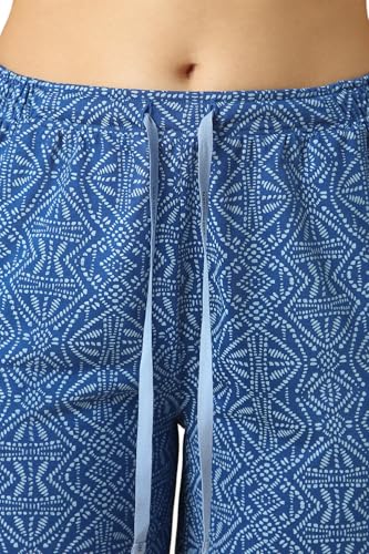 Van Heusen Women Printed Lounge Shorts - Functional Pocket, Elasticized Waist with Drawcord Ties, Ultra Soft Blue