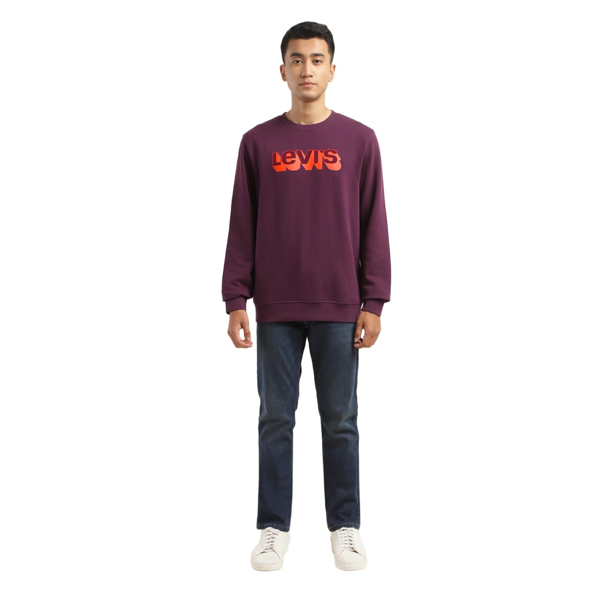 Levi's Men's Typography Maroon Crew Neck Sweatshirt